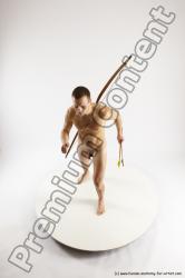 Nude Fighting Man White Slim Short Brown Multi angles poses Realistic